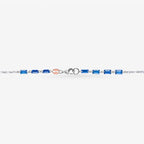 Peter Marco 18k emerald cut blue sapphire and round cut crystal necklace, clasp view