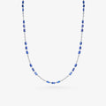 Peter Marco 18k emerald cut blue sapphire and round cut crystal necklace