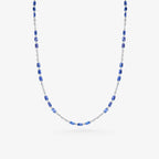 Peter Marco 18k emerald cut blue sapphire and round cut crystal necklace