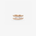 Peter Marco 18k rose gold baguette and round cut diamond band ring