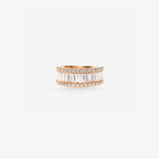 Peter Marco 18k rose gold baguette and round cut diamond band ring