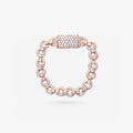 Peter Marco 18k rose gold emerald and round cut diamond infinity link bracelet