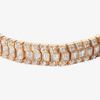 Peter Marco 18k rose gold round and emerald cut diamond bracelet, detail view