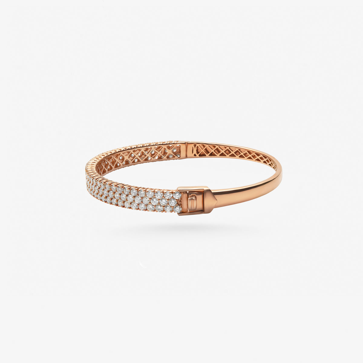 18k-rose-gold-round-cut-diamond-bangle, side view