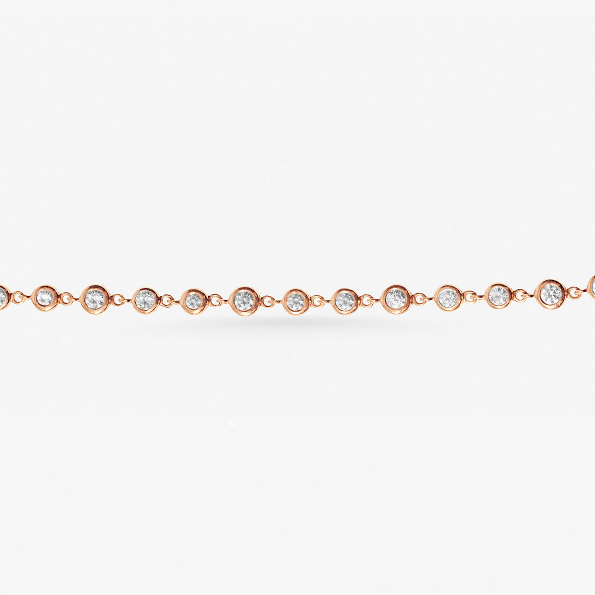 Peter Marco 18k rose gold round cut diamond bezel necklace