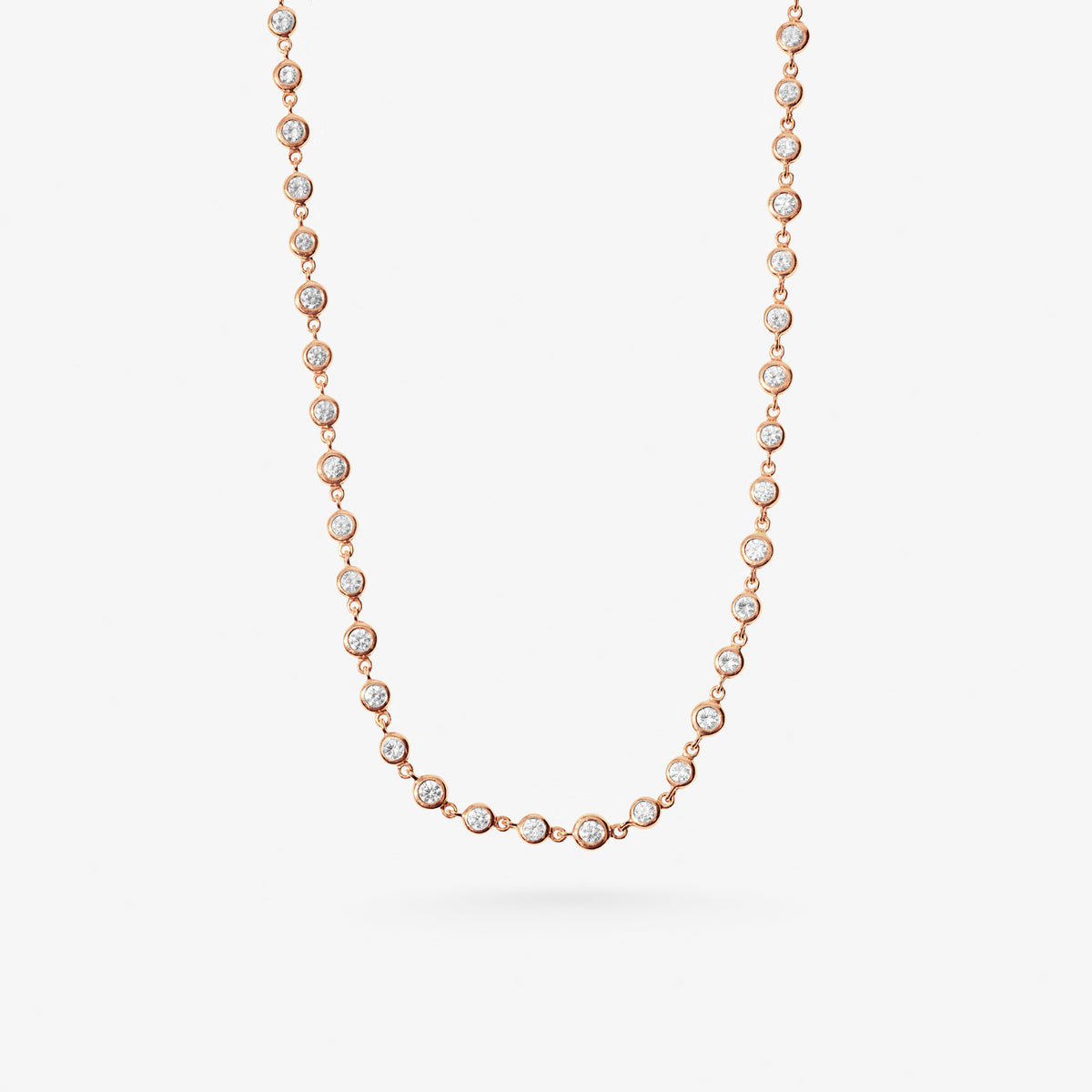 Peter Marco 18k rose gold round cut diamond bezel necklace