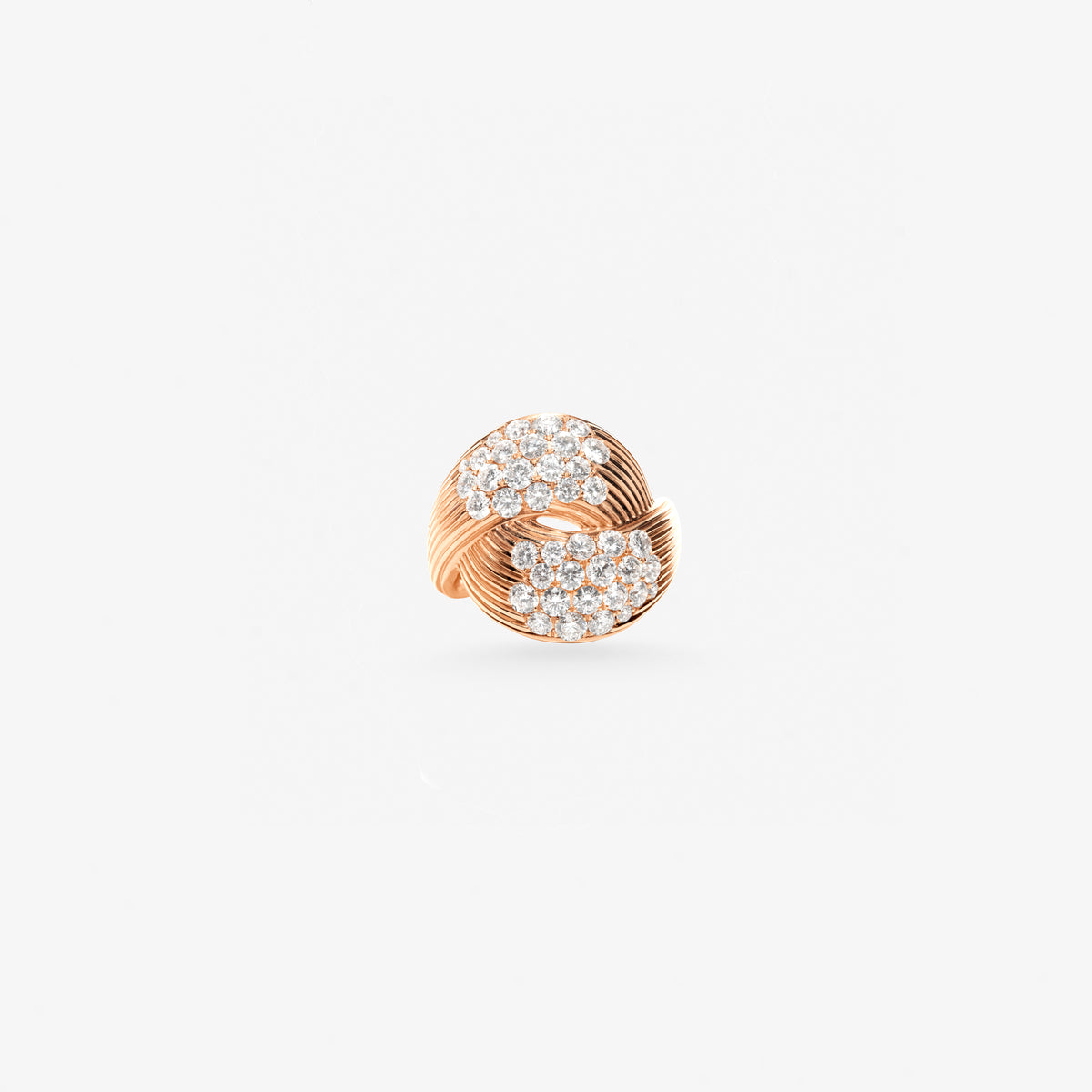 Peter Marco 18k rose gold round cut diamond bypass ring