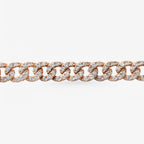 Peter Marco 18k rose gold round cut diamond Cuban link bracelet, detail view