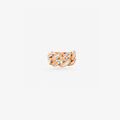 Peter Marco 18k rose gold round cut diamond Cuban link ring