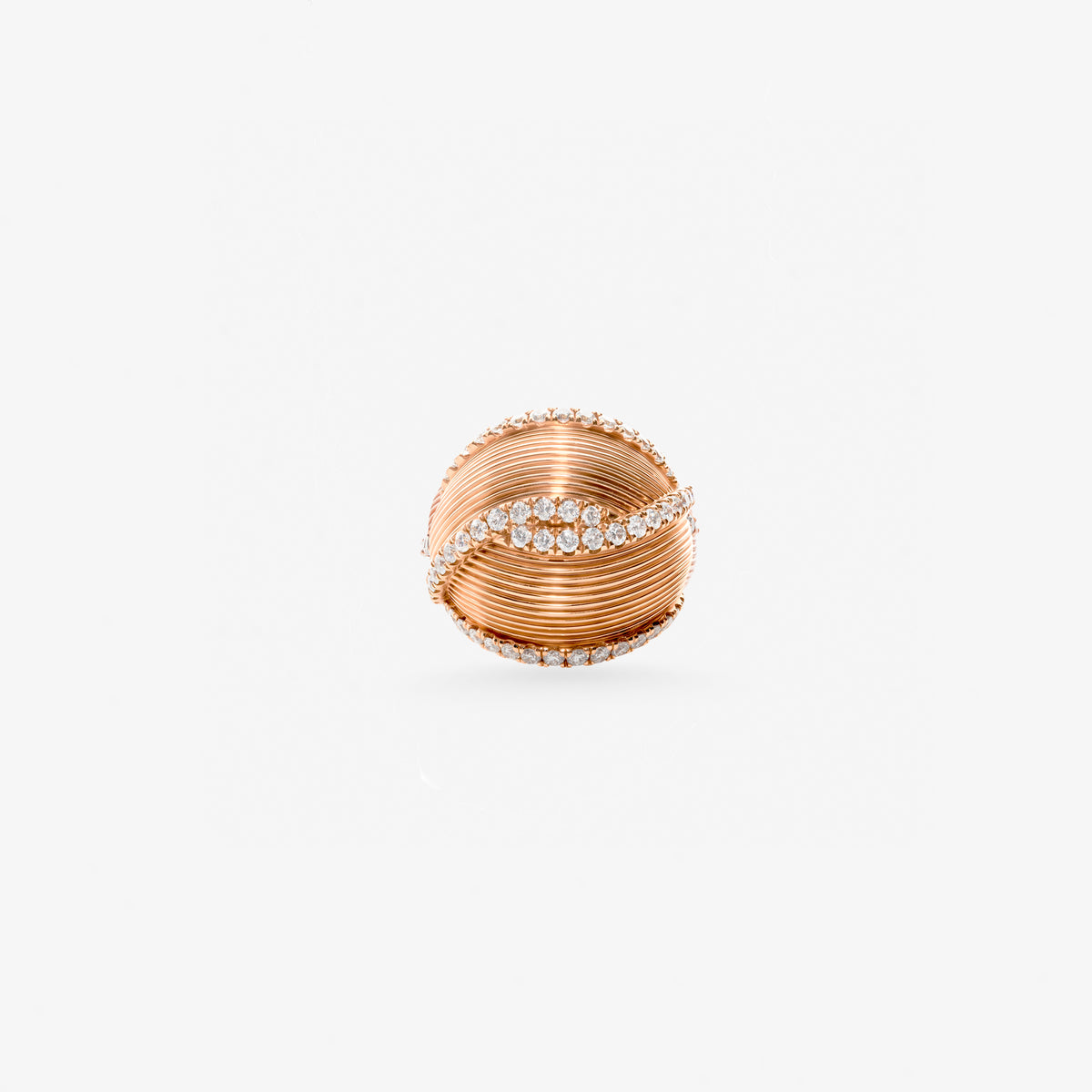Peter Marco 18k rose gold round cut diamond dome ring