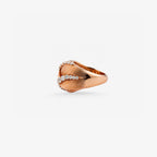 Peter Marco 18k rose gold round cut diamond dome ring, side view