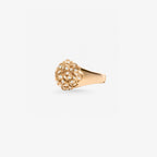 Peter Marco 18k rose gold round cut diamond dome ring, side view