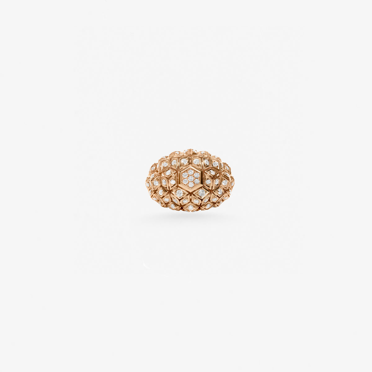 Peter Marco 18k rose gold round cut diamond dome ring