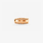 Peter Marco 18k rose gold round cut diamond geometric ring, side view