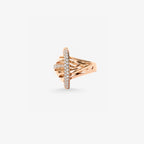 Peter Marco 18k rose gold round cut diamond orbit ring, side view