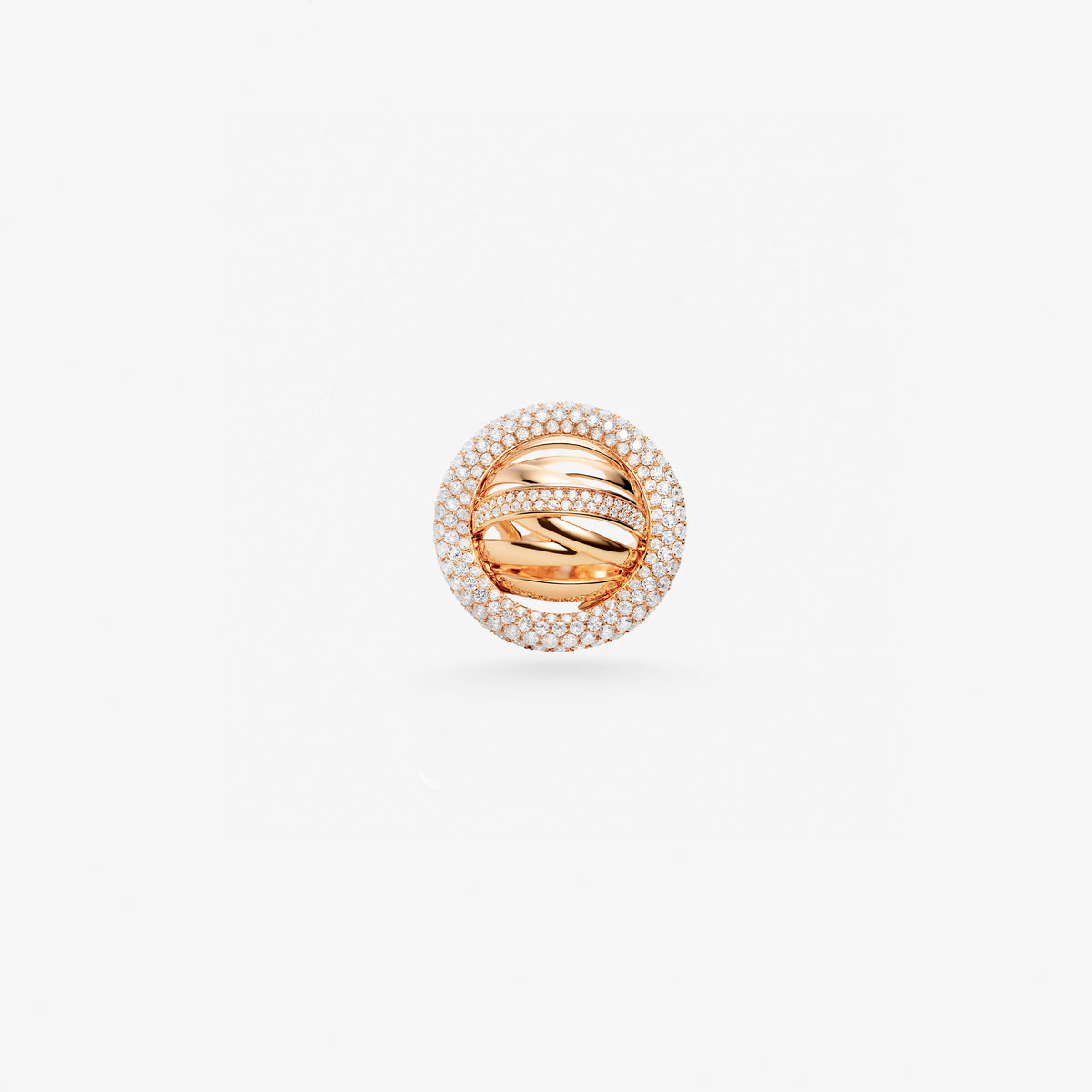 Peter Marco 18k rose gold round cut diamond orbit ring