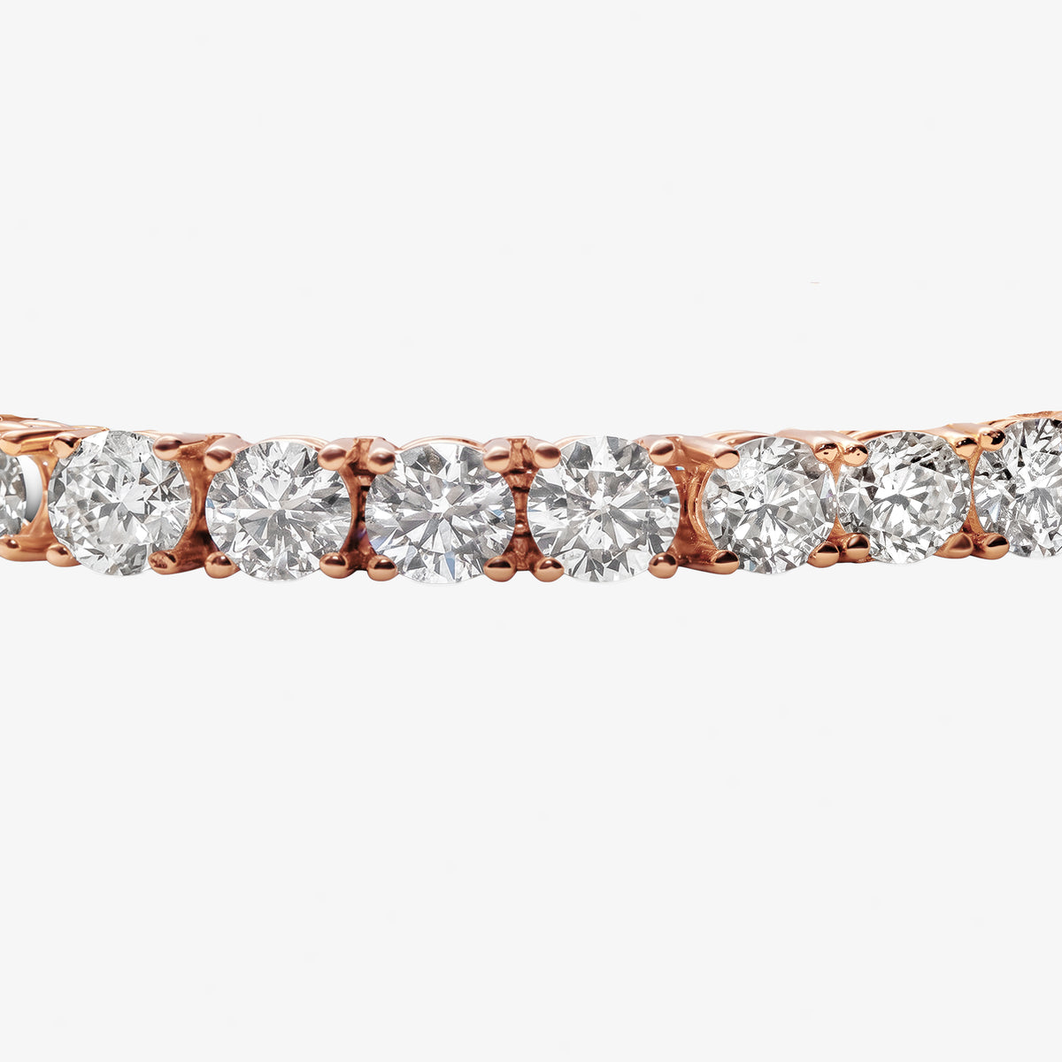 Peter Marco 18k rose gold round cut diamond tennis bracelet, detail view
