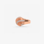 Peter Marco 18k rose gold round cut diamond twist ring, side view