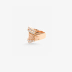 Peter Marco 18k rose gold round cut diamond wide band ring, side view