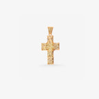 Peter Marco 18k rose gold yellow radiant cut diamond cross pendant, detail view