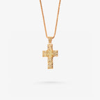 Peter Marco 18k rose gold yellow radiant cut diamond cross pendant