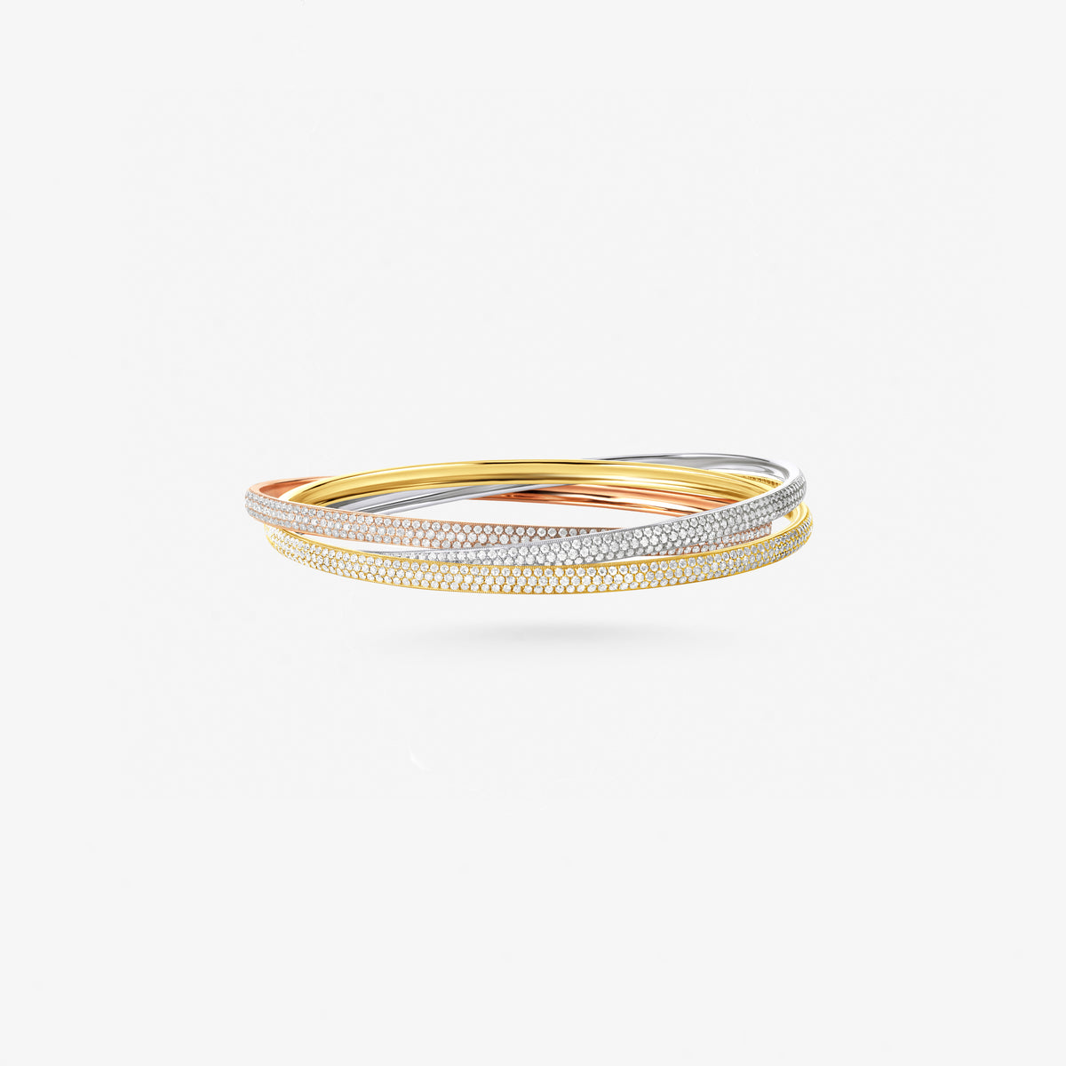 Peter Marco 18k tricolor gold round cut diamond bangle