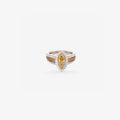 Peter Marco 18k two-tone white and rose gold marquise cut golden brown zircon and round cut diamond ring