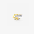 Peter Marco 18k two-tone white and yellow gold emerald, princess and round cut diamond open ring