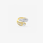 Peter Marco 18k two-tone white and yellow gold emerald, princess and round cut diamond open ring