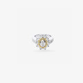 Peter Marco 18k two-tone white and yellow gold floral oval, baguette and round cut diamond ring