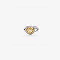 Peter Marco 18k two-tone white and yellow gold heart cut yellow diamond and round cut diamond halo ring