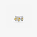 Peter Marco 18k two-tone white and yellow gold pear cut and round cut diamond three-stone ring