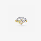 Peter Marco 18k two-tone white and yellow gold princess and round cut diamond geometric ring