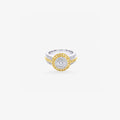 Peter Marco 18k two-tone white and yellow gold round cut diamond halo ring
