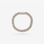 Peter Marco 18k white and rose gold round cut diamond Cuban link bracelet