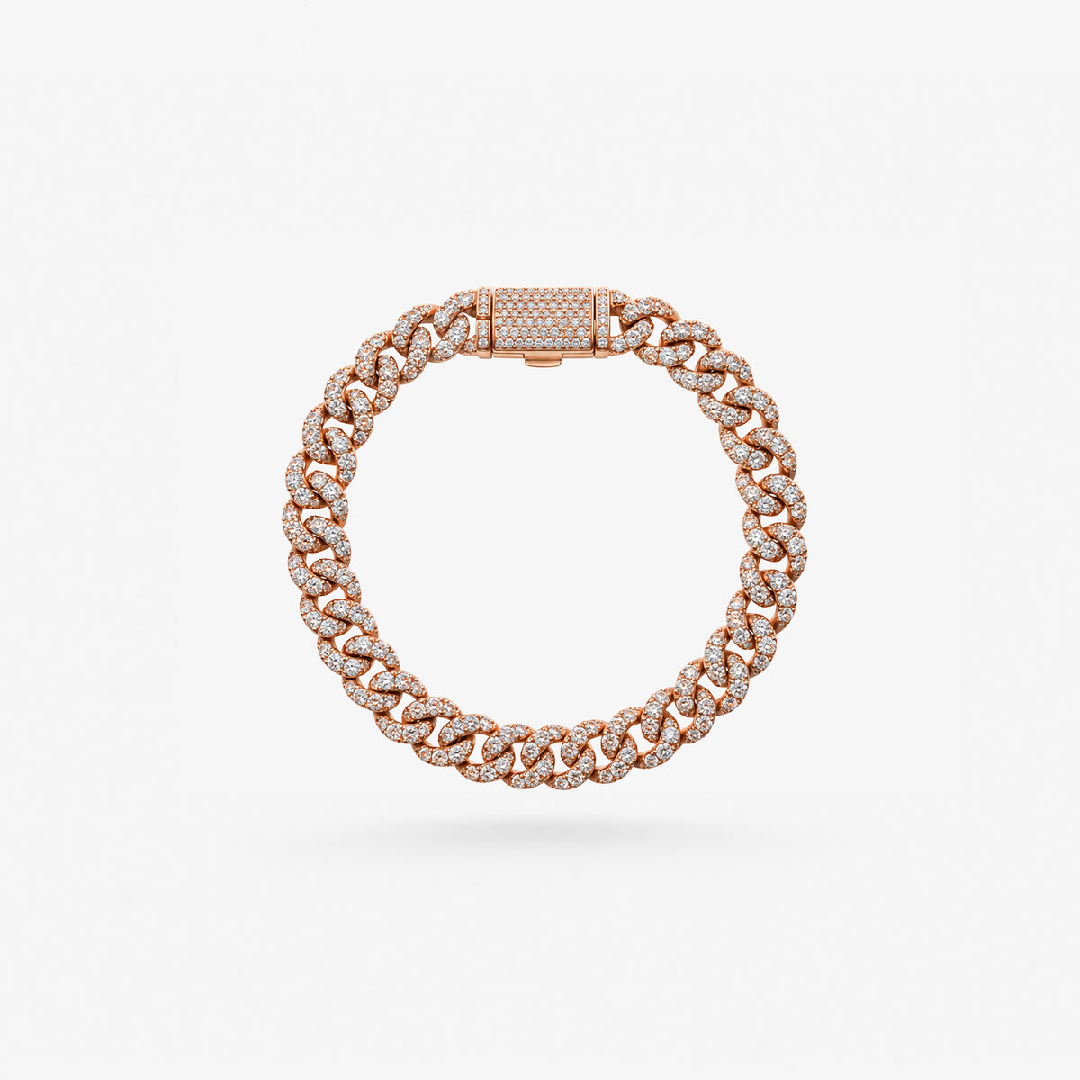 Peter Marco 18k rose gold round cut diamond Cuban link bracelet