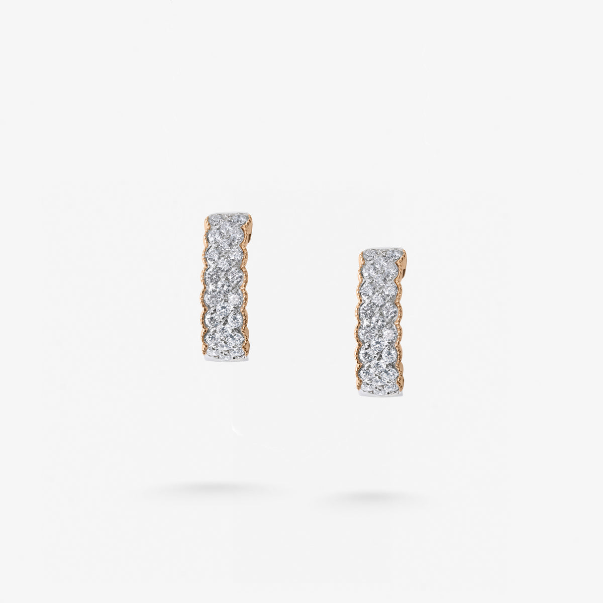 Peter Marco 18k white and rose gold round cut diamond hoop earrings