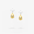 Peter Marco 18k white and yellow gold marquise cut white and pear shaped yellow diamond drop earrings