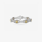 Peter Marco 18k white and yellow gold round cut diamond and cushion cut yellow diamond bracelet