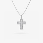 Peter Marco 18k white gold baguette cut and round cut diamond cross pendant