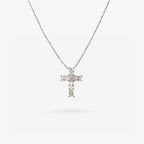 Peter Marco 18k white gold baguette cut and round cut diamond cross pendant