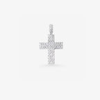 Peter Marco 18k white gold baguette cut diamond cross pendant, detail view
