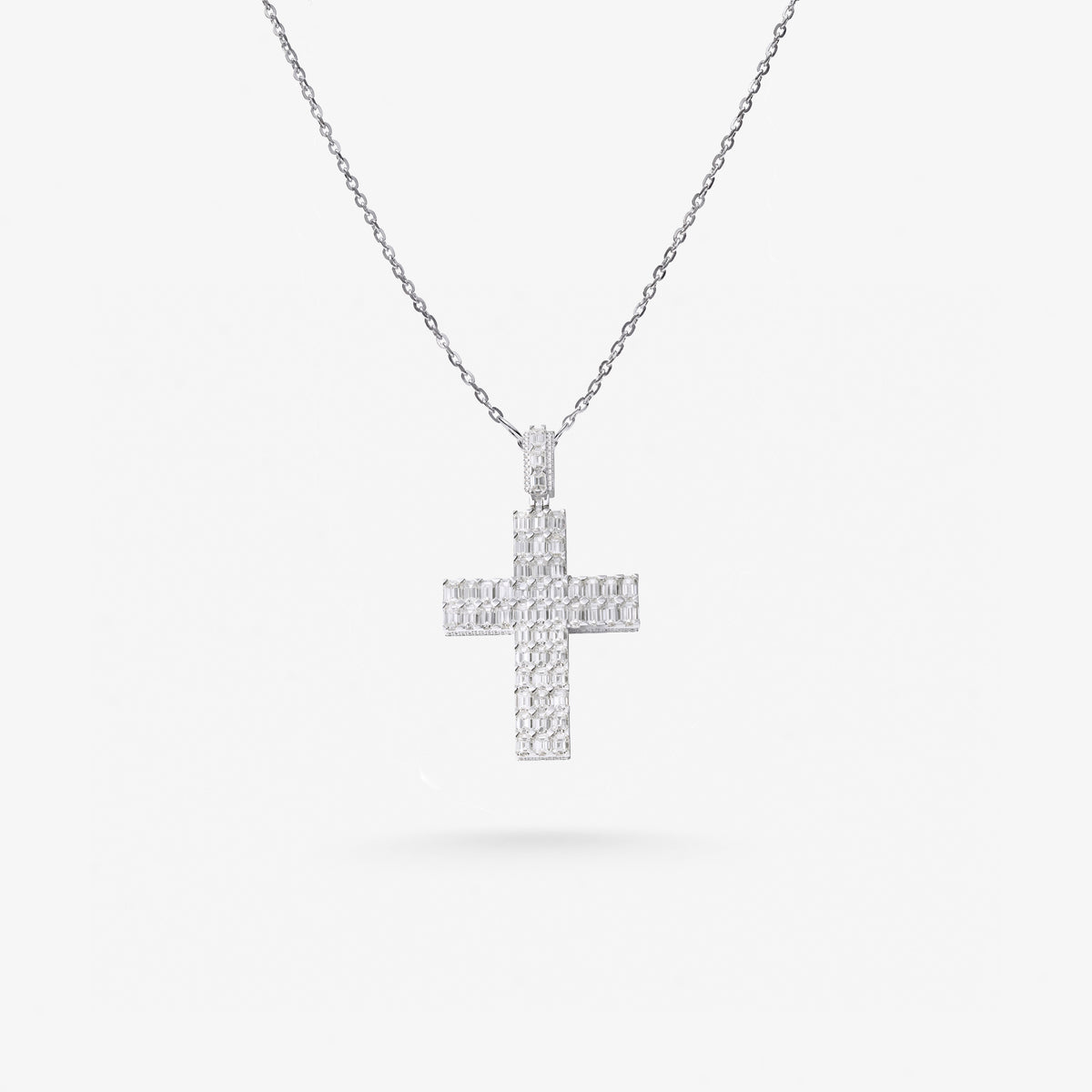 Peter Marco 18k white gold baguette cut diamond cross pendant