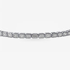 Peter Marco 18k white gold bezel set cushion cut diamond bracelet, detail view