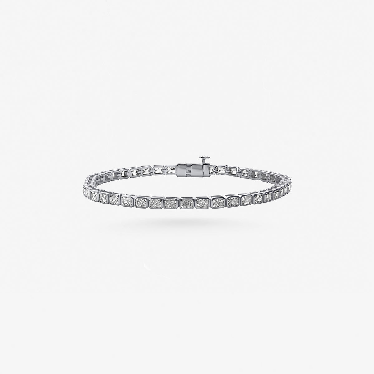 Peter Marco 18k white gold bezel set cushion cut diamond bracelet