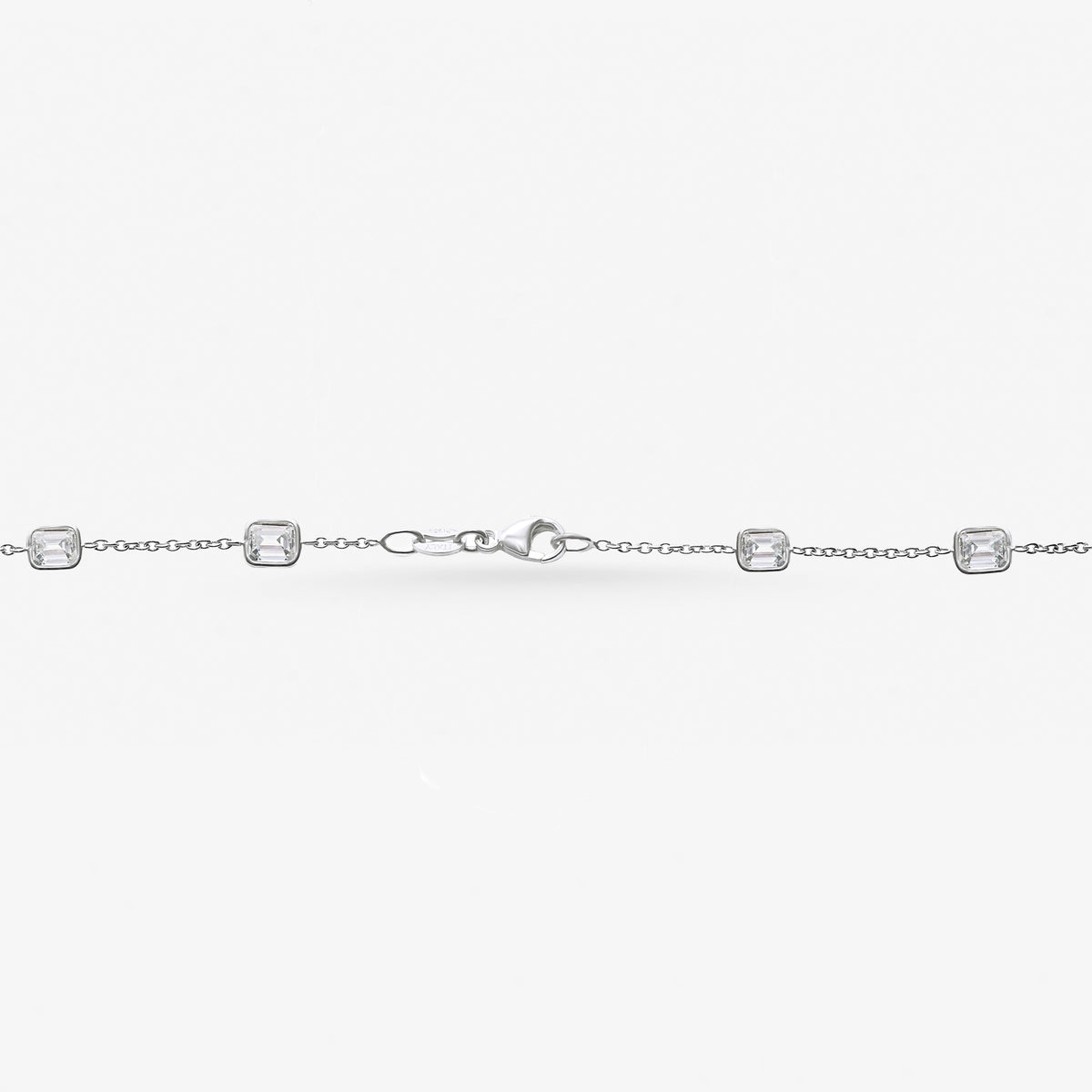 Peter Marco 18k white gold bezel-set emerald cut diamond necklace