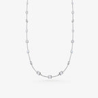 Peter Marco 18k white gold bezel-set emerald cut diamond necklace