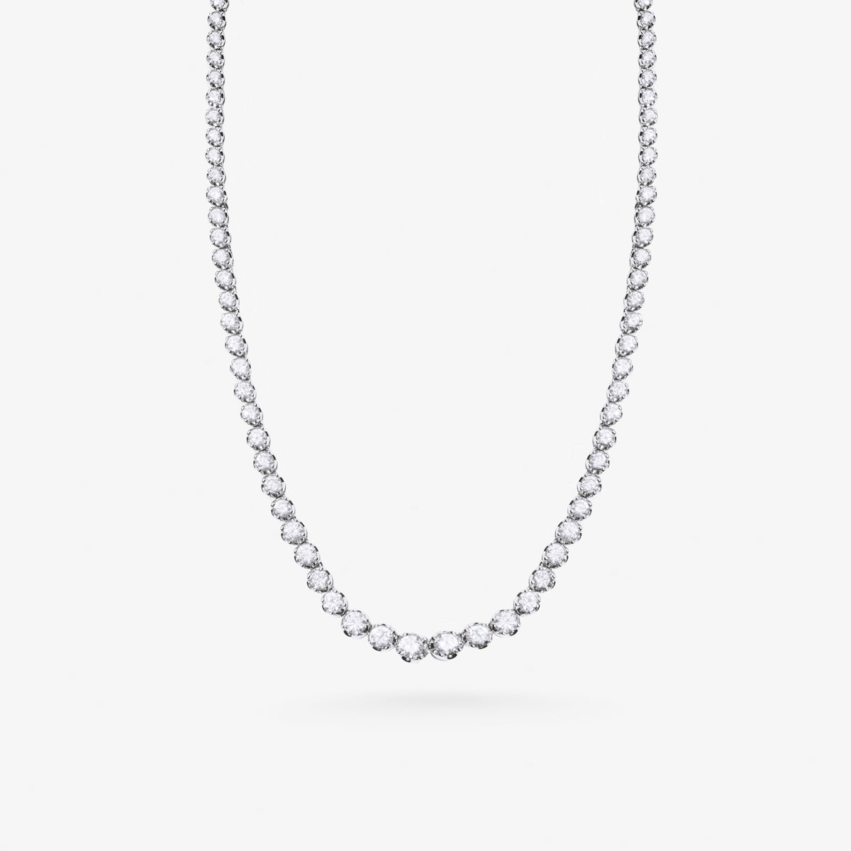 Peter Marco 18k white gold bezel set round cut diamond necklace