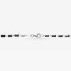 Peter Marco 18k white gold black emerald cut diamond necklace, clasp view