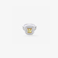 Peter Marco 18k white gold cushion cut yellow gemstone and round cut diamond halo ring